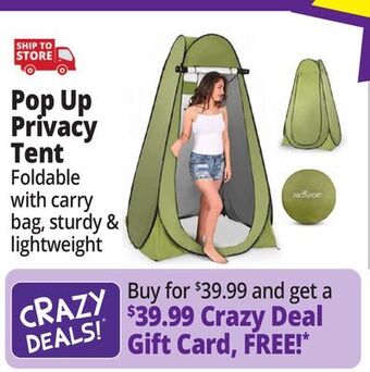 Ocean State Job Lot Pop up privacy tent offer
