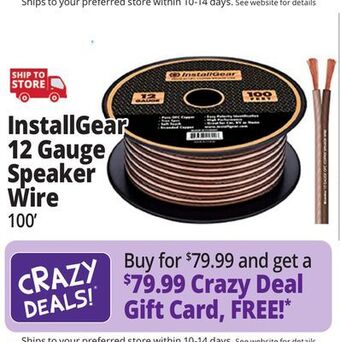 Ocean State Job Lot Installgear 12 gauge speaker wire offer
