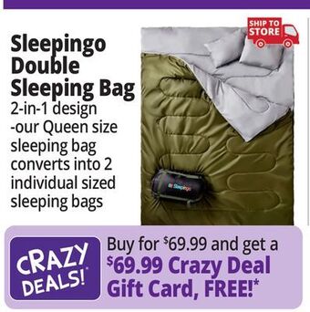 Ocean State Job Lot Sleepingo double sleeping bag offer