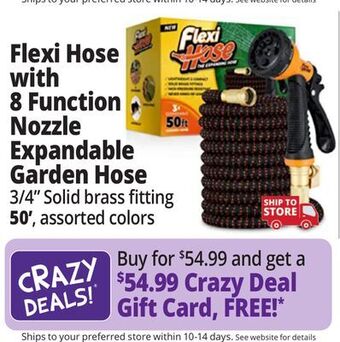 Ocean State Job Lot Flexi hose with 8 function nozzle expandable garden hose offer