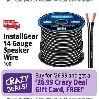 Ocean State Job Lot Installgear 14 gauge speaker wire offer