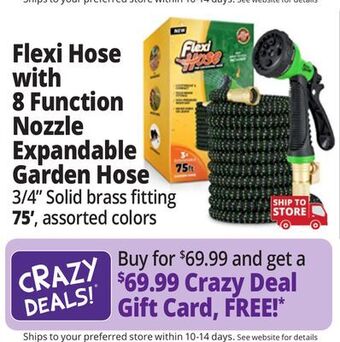 Ocean State Job Lot Flexi hose with 8 function nozzle expandable garden hose offer