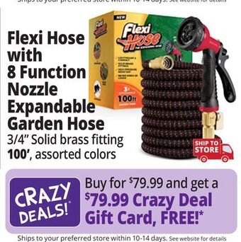 Ocean State Job Lot Flexi hose with 8 function nozzle expandable garden hose offer