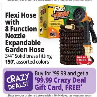 Ocean State Job Lot Flexi hose with 8 function nozzle expandable garden hose offer