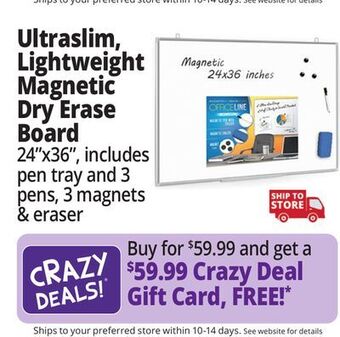 Ocean State Job Lot Ultraslim, lightweight magnetic dry erase board offer