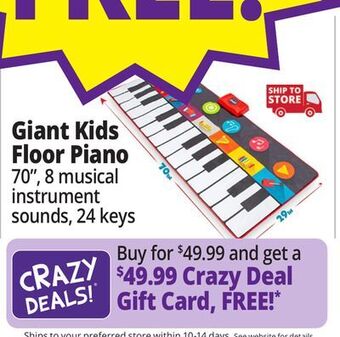 Ocean State Job Lot Abco tech giant musical piano playmat offer