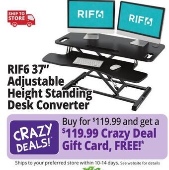 Ocean State Job Lot Rif6 37" adjustable height standing desk converter offer