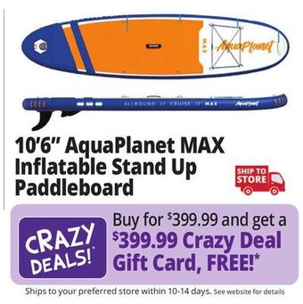 Ocean State Job Lot Aquaplanet 10' allround ten inflatable stand up paddleboard offer