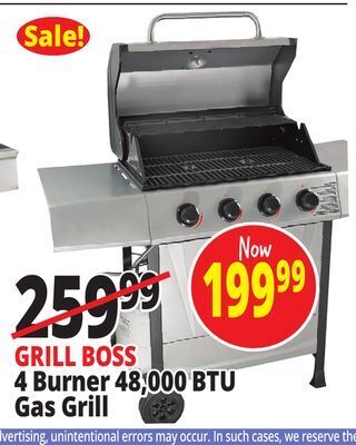 Ocean State Job Lot Grill boss 4-burner gas grill offer