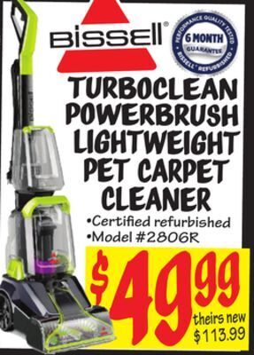 Ollie's Bissell turboclean powerbrush lightweight pet carpet cleaner offer