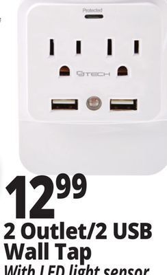 Ocean State Job Lot Cj tech 2 outlet wall tap with dual usb offer