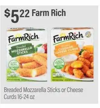 Commissary Farm rich breaded mozzarella sticks or cheese curds offer