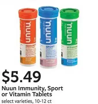 Fareway Nuun immunity, sport or vitamin tablets offer