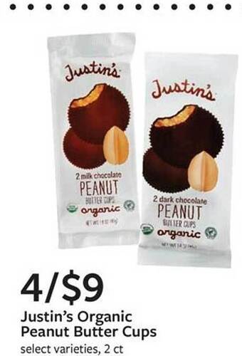 Fareway Justin's organic peanut butter cups offer