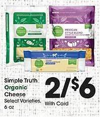 Kroger Simple truth organic cheese offer