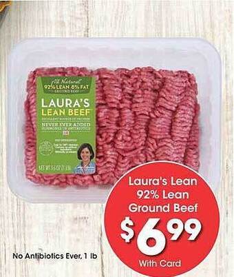 Kroger Laura's lean 92% lean ground beef offer