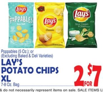 Bravo Supermarkets Lay's potato chips xl, 7-8 oz. bag offer