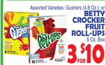 Bravo Supermarkets Betty crocker fruit roll-ups 5 oz. box offer