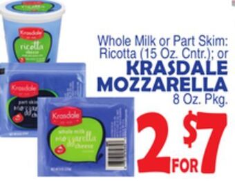 Bravo Supermarkets Krasdale mozzarella 8 oz. pkg. offer