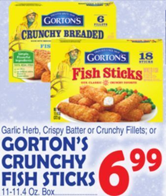 Bravo Supermarkets Gorton's crunchy fish sticks offer