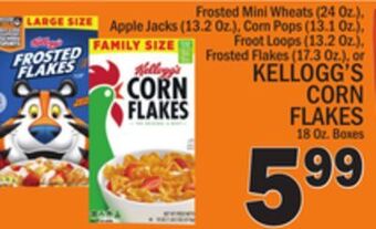 C Town Kellogg's corn flakes 18 oz. boxes offer