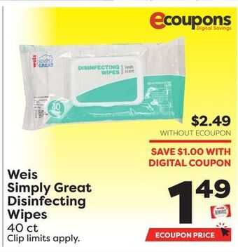 Weis Markets Weis simply great disinfecting wipes offer
