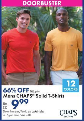 Boscov's Mens chaps® solid t-shirts offer
