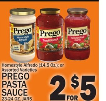 C Town Prego pasta sauce, 23-24 oz. jars offer