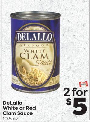 Weis Markets Delallo white or red clam sauce offer