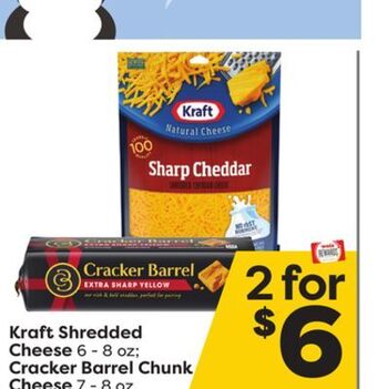 Weis Markets Kraft shredded cheese 6-8 oz cracker barrel chunk cheese 7-8 oz offer