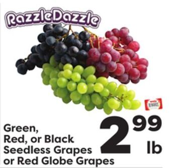 Weis Markets Green, red, or black seedless grapes or red globe grapes offer