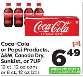 Weis Markets Coca-cola or pepsi products, a&w, canada dry, sunkist, or 7up offer