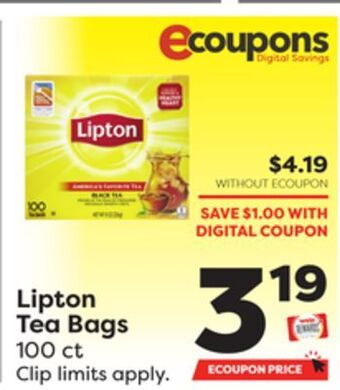 Weis Markets Lipton tea bags offer