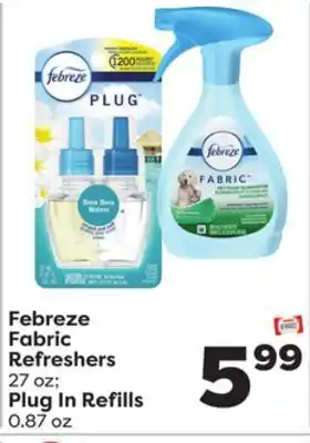 Weis Markets Febreze fabric refreshers 27 oz plug in refills 0.87 oz offer