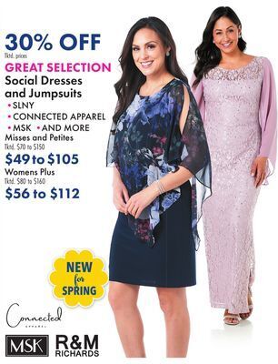 Boscov's Social dresses and jumpsuits offer