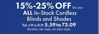 Boscov's All in-stock cordless blinds and shades offer