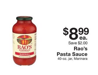 Fairway Store Market Rao's pasta sauce offer