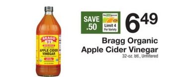 The Fresh Grocer Organic apple cider vinegar offer