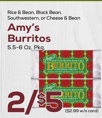 DeCicco & Sons Amy's burritos offer