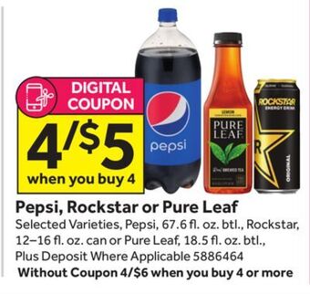 Stop&Shop Pepsi, rockstar or pure leaf offer