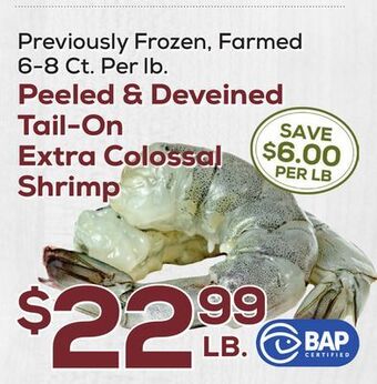 DeCicco & Sons Peeled & deveined tail-on extra colossal shrimp offer