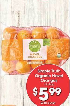 Kroger Simple truth organic navel oranges offer