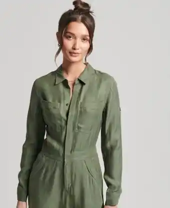Superdry Cupro long sleeved shirt jumpsuit offer