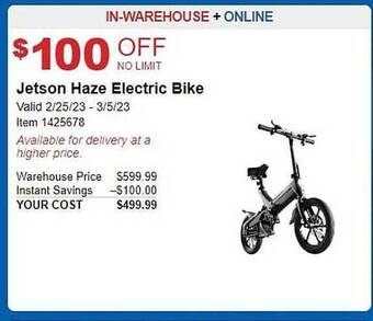 Costco Jetson haze electric bike offer