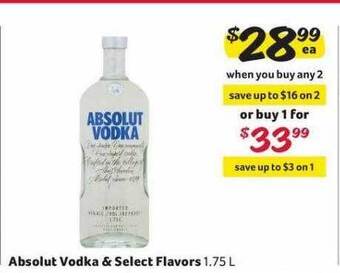 Winn Dixie Absolut vodka & select flavors offer