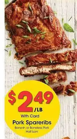 City Market Pork spareribs bone-in boneless por half loin offer