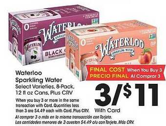 Ralphs Waterloo sparkling water offer