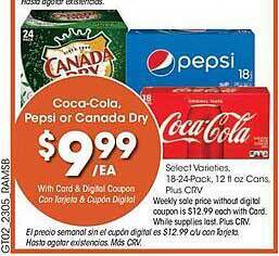 Ralphs Coca-cola, pepsi or canada dry offer
