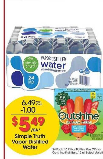 Ralphs Simple truth vapor distilled water offer