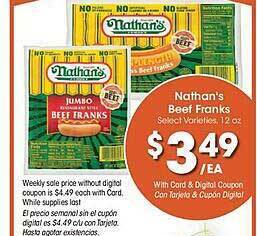 Ralphs Nathan's beef franks offer